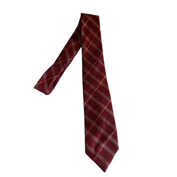 Vintage 80s Geoffrey Beene wool plaid tie - Picture 1 of 4